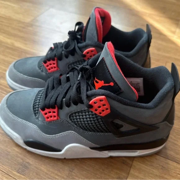 Men's Size 9 - Nike Air Jordan 4 Retro Dark Grey Infrared 23 Black DH6927061 - Picture 2 of 6